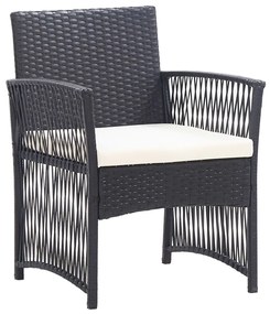 4 pcs conjunto lounge de jardim c/ almofadões vime PE preto