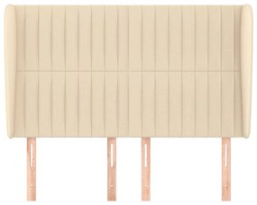 Cabeceira de cama c/ abas tecido 147x23x118/128 cm creme