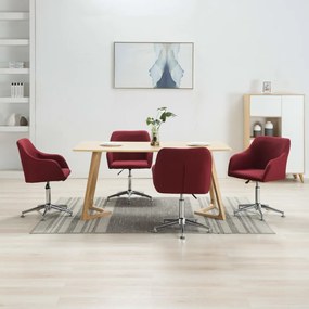 vidaXL Cadeiras de jantar giratórias 4 pcs tecido vermelho tinto