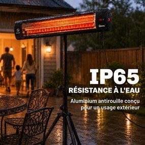 Aquecedor de Infravermelhos de Pé, 87 x 81 x 180 cm, Proteção IP65, Preto