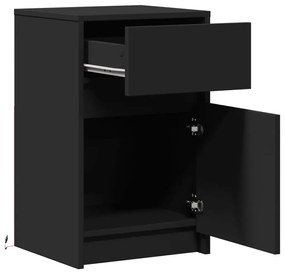 Mesa de cabeceira com luzes LED derivados de madeira preto