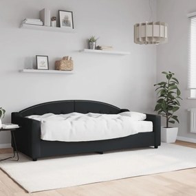 vidaXL Sofá-cama com colchão 90x190 cm tecido preto