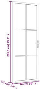 Porta de interior 76x201,5 cm vidro ESG e alumínio branco