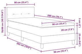 Cama Box Spring com Colchão Cinza Escuro 90x200 cm Tecido