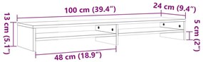 Suporte para monitor 100x24x13 cm pinho maciço castanho mel