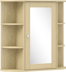 HOMCOM Armário de Casa de Banho com Espelho e Prateleiras Abertas 66x17x63 cm Madeira | Aosom Portugal