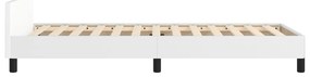 Estrutura de cama c/ cabeceira couro artificial 80x200cm branco