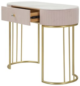 MESA CONSOLA MONTPELLIER 100X40X75 CM ROSA, DOURADO, BRANCO