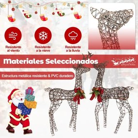 Decoração de Natal com 2 renas iluminados Decoração de Natal pré-iluminada Jardim