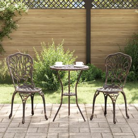 Conjunto de Bistrô de Jardim 3 Peças vidaXL Bronze em Alumínio Fundido