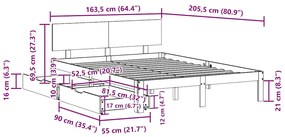 Estrutura de cama c/ gavetas 160x200 cm madeira de pinho maciça