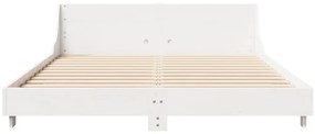 Cama sem colchão 150x200 cm madeira de pinho maciça branco