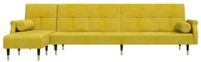 Sofá-cama em forma de L 271x140x70 cm veludo amarelo