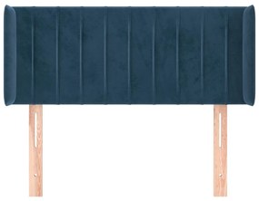 Cabeceira de cama c/ abas veludo 103x16x78/88cm azul-escuro