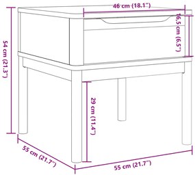 Mesa para candeeiro FLORO 55x55x54 cm pinho maciço cinzento