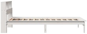 Cama com estante sem colchão 75x190 cm pinho maciço branco