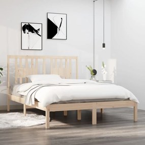 Estrutura de cama casal 135x190 cm madeira maciça