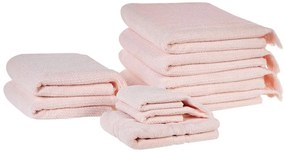Conjunto de 9 toalhas em algodão rosa pastel ATIU Beliani