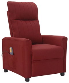 vidaXL Poltrona de massagens elétrica reclinável tecido vermelho tinto