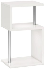 HOMCOM Mesa Auxiliar com Luz LED 3 Níveis Forma de S Prateleiras Abertas e Estrutura em Alumínio 44x38x75 cm Branco