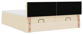 Estrutura de cama otomana com colchões tecido creme 200x200cm