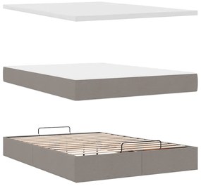 Cama otomana com colchão 140x200 cm tecido cinza