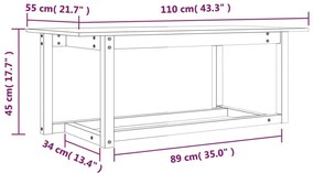 Mesa de centro 110x55x45 cm madeira de pinho maciça branco