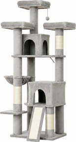 PawHut Arranhador Grande 184 cm de altura Árvore para gatos com 3 postes de arranhar áreas de descanso bola de brincar rede escada, para gatos até 6 kg | Aosom Portugal