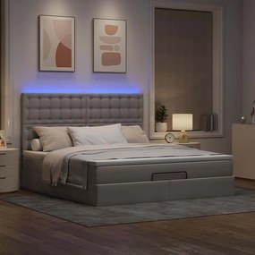 Estrutura de cama otomana com colchão tecido cinzento 160x200cm