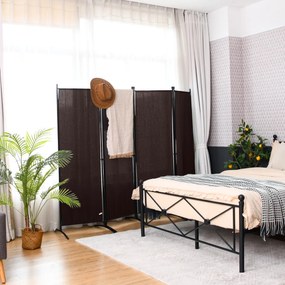 Biombo de 4 painéis de tela dobrável 220 x 51 x 173 cm castanho