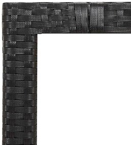 3 pcs conjunto bistrô de jardim c/ almofadões vime PE preto