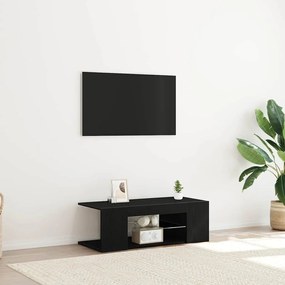 Armário de TV vidaXL com Luzes LED Carvalho Preto 90x39x30 cm Madeira Ingenere
