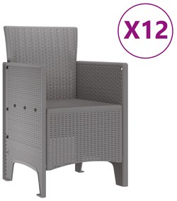 Conjunto de Jantar de Jardim vidaXL 13 Peças Cinzento-Claro Poliratan