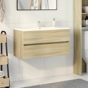 vidaXL Armário de lavatório 90x38,5x45cm contraplacado carvalho sonoma