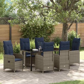vidaXL Conjunto de Jantar para Jardim 7 pcs Preto Rattan Sintético