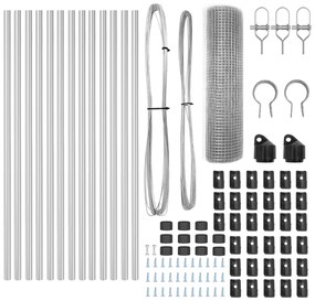 Conjunto de Poste de Cerca Conjunto de 2 Aço galvanizado 25 x 0.5 m