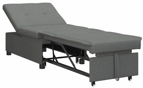 Sofá-Cama 3 em 1 - Design Retrátil, Tecido Cinza Escuro