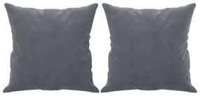 Sofá 3 lug. c/ almofadas decorativas 180 cm veludo cinza-escuro
