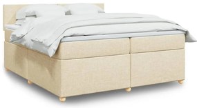 vidaXL Cama com molas/colchão 200x200 cm tecido cor creme