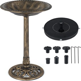 Bebedouro para pássaros com fonte solar de 71 cm, com 6 bicos e 3 estacas de fixação ao solo, estilo vintage, para jardim, pátio e relvado