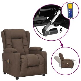 vidaXL Poltrona de massagens tecido cinzento-acastanhado