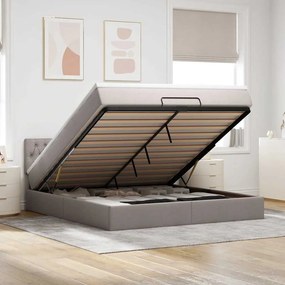 moldura de cama otomana vidaXL com tecido Taupe 180x200cm