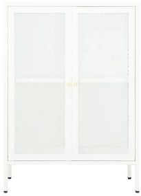 Aparador 75x35x105 cm vidro e aço branco