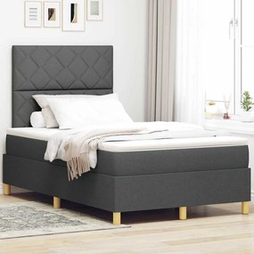vidaXL Cama Box Spring LED Cinza Escuro 120 x 190 cm tecido