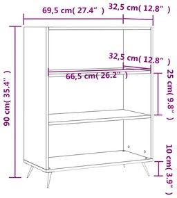 Estante 69,5x32,5x90 cm derivados de madeira branco brilhante
