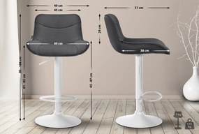 Banco alto em tecido com estrutura branca 85-106 x 49 x 51 cm cinzento escuro