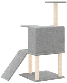 Árvore p/ gatos c/ postes arranhadores sisal 109 cm cinza-claro