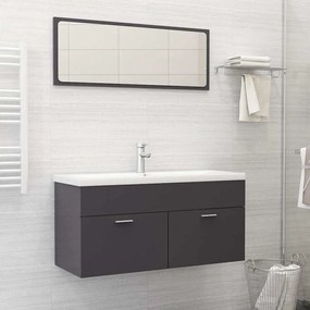 vidaXL 2 pcs conj. móveis casa de banho contraplacado cinza brilhante
