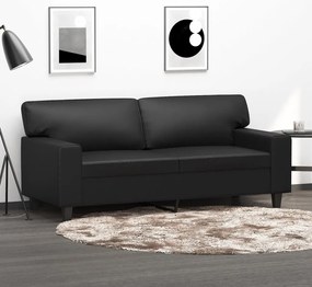 Sofá de 2 lugares 140 cm couro artificial preto
