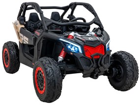 Carro elétrico para Crianças 24V 4x200W 2 Lugares, Buggy Can-Am Maverick Turbo RR Rodas de EVA, Assento de couro Preto